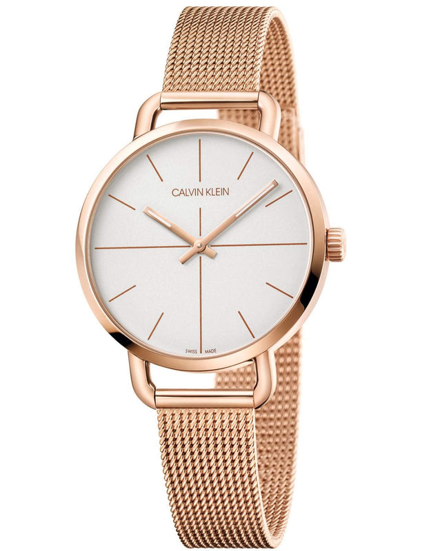 Calvin Klein Even White Dial Rose Gold Mesh Bracelet Watch for Women - K7B23626 Authentic Buy Shop Now
