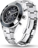 Swarovski Octea Lux Sport Chronograph Black Dial Silver Steel Strap Watch for Women - 5610520 Authentic Buy Shop Now