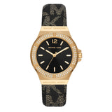 Michael Kors Lennox Three Hand Black Dial Black Leather Strap Watch For Women - MK7307 Authentic Buy Shop Now