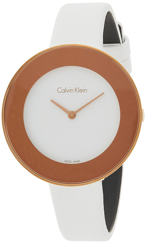 Calvin Klein Chic White Dial White Leather Strap Watch for Women - K7N236K2 Authentic Buy Shop Now