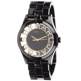 Marc Jacobs Henry Transparent Black Dial Black Steel Strap Watch for Women - MBM3255 Authentic Buy Shop Now