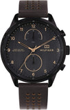 Tommy Hilfiger Chase Quartz Black Dial Brown Leather Strap Watch for Men - 1791577 Authentic Buy Shop Now