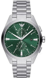 Emporio Armani Chronograph Green Dial Silver Steel Strap Watch For Men - AR11480 Authentic Buy Shop Now