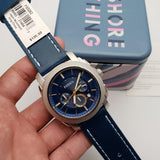Fossil Machine Chronograph Blue Dial Blue Leather Strap Watch for Men - FS5262 Authentic Buy Shop Now