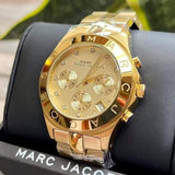 Marc Jacobs Blade Chronograph Gold Dial Gold Steel Strap Watch for Women - MBM3101 Authentic Buy Shop Now