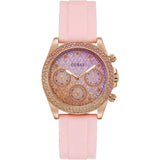 Guess Sparkling Chronograph Crystals Pink Dial Pink Silicone Strap Watch For Women - GW0032L4 Authentic Buy Shop Now