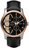 Fossil Twist Multi-Function Chronograph Black Dial Black Leather Strap Watch for Men - ME1099 Authentic Buy Shop Now