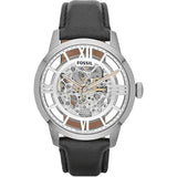 Fossil Townsman Automatic Skeleton Silver Dial Black Leather Strap Watch for Men - ME3041 Authentic Buy Shop Now