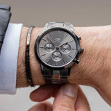 Daniel Wellington Iconic Link Chronograph Grey Dial Grey Steel Strap Watch for Men - DW00100643 Authentic Buy Shop Now