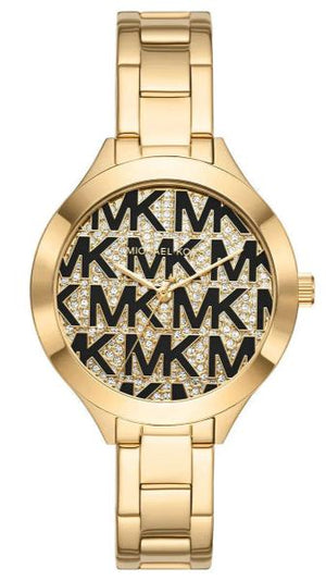 Michael Kors Slim Runway Crystals Gold Dial Gold Steel Strap Watch for Women - MK4659 Authentic Buy Shop Now