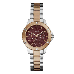 Guess Mist Analog Maroon Dial Two Tone Steel Strap Watch For Women - GW0723L2 Authentic Buy Shop Now