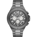 Michael Kors Lennox Chronograph Quartz Grey Dial Grey Steel Strap Watch For Men - MK9102 Authentic Buy Shop Now
