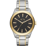Armani Exchange Nico Analog Black Dial Two Tone Steel Strap Watch For Men - AX2336 Authentic Buy Shop Now