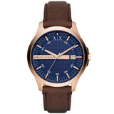 Armani Exchange Hampton Chronograph Blue Dial Brown Leather Strap Watch For Men - AX2172 Authentic Buy Shop Now