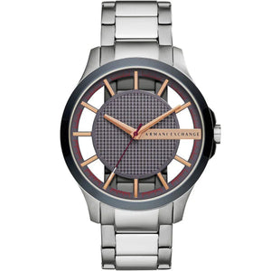 Armani Exchange Hampton Chronograph Grey Dial Silver Steel Strap Watch For Men - AX2405 Authentic Buy Shop Now