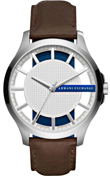 Armani Exchange Hampton Chronograph White Dial Brown Leather Strap Watch For Men - AX2187 Authentic Buy Shop Now