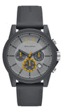 Armani Exchange Outerbanks Chronograph Grey Dial Grey Silicone Strap Watch For Men - AX7123 Authentic Buy Shop Now
