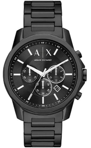 Armani Exchange Banks Chronograph Black Dial Black Steel Strap Watch For Men - AX1722 Authentic Buy Shop Now