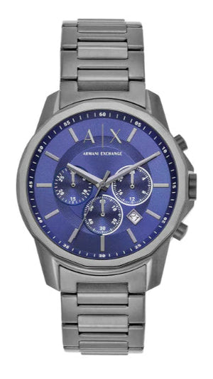 Armani Exchange Banks Chronograph Blue Dial Grey Steel Strap Watch For Men - AX1731 Authentic Buy Shop Now