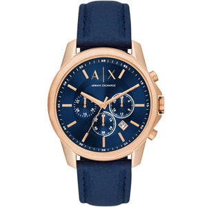 Armani Exchange Banks Chronograph Blue Dial Blue Leather Strap Watch For Men - AX1723 Authentic Buy Shop Now