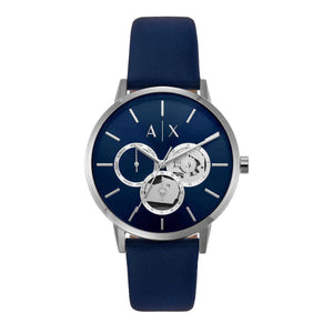 Armani Exchange Cayde Chronograph Blue Dial Blue Leather Strap Watch for Men - AX2746 Authentic Buy Shop Now