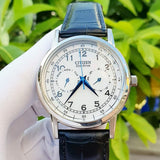 Citizen Eco Drive Silver Dial Black Leather Strap Watch For Men - AO9000-06B Authentic Buy Shop Now