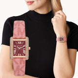 Michael Kors Emery Quartz Diamonds Red Dial Pink Leather Strap Watch For Women - MK2966 Authentic Buy Shop Now