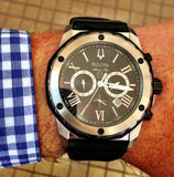 Bulova Marine Star Chronograph Black Dial Black Rubber Strap Watch for Men - 98B127 Authentic Buy Shop Now