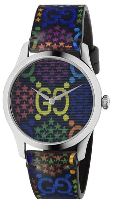 Gucci G Timeless Quartz Black Dial Black Leather Strap Watch For Women - YA1264146 Authentic Buy Shop Now