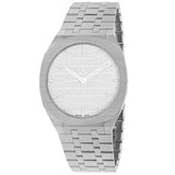 Gucci 25H Quartz Silver Dial Silver Steel Strap Unisex Watch - YA163407 Authentic Buy Shop Now