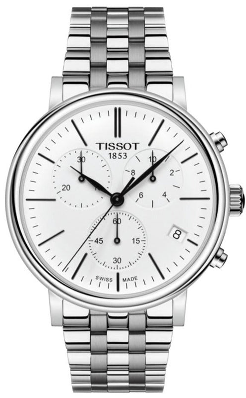 Tissot Carson Premium White Dial Silver Steel Strap Watch For Men - T122.417.11.011.00 Authentic Buy Shop Now