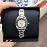 Marc Jacobs Tether Transparent Silver Dial Silver Steel Strap Watch for Women - MBM3416 Authentic Buy Shop Now