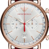 Emporio Armani Aviator Silver Dial Blue Leather Strap Watch For Men - AR11123 Authentic Buy Shop Now