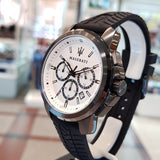 Maserati Successo 44mm White Dial Black Silicone Strap Watch For Men - R8871621010 Authentic Buy Shop Now