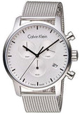 Calvin Klein City Chronograph White Dial Silver Mesh Bracelet Watch for Men - K2G27126 Authentic Buy Shop Now