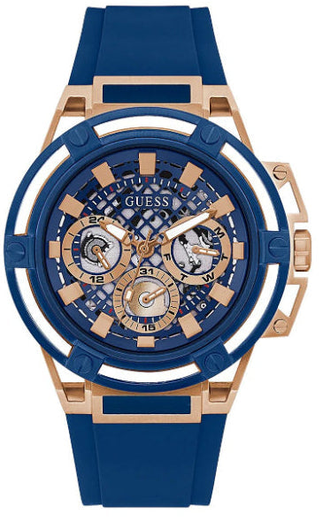 Guess Matrix Multifunction Blue Dial Blue Rubber Strap Watch For Men - GW0423G1 Authentic Buy Shop Now