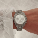 Michael Kors Mini Bradshaw Crystals Silver Dial Silver Steel Strap Watch For Women - MK6454 Authentic Buy Shop Now