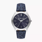Michael Kors Slim Runway Analog Blue Dial Blue Leather Strap Watch For Men - MK8907 Authentic Buy Shop Now