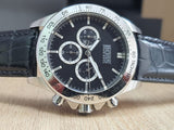 Hugo Boss Ikon Blue Dial Black Leather Strap Watch for Men - 1513176 Authentic Buy Shop Now