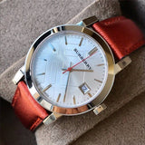 Burberry The City Silver Dial Orange Leather Strap Watch for Women - BU9121 Authentic Buy Shop Now