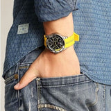 Tommy Hilfiger Sports Multifunction Black Dial Yellow Rubber Strap Watch for Men - 1791144 Authentic Buy Shop Now