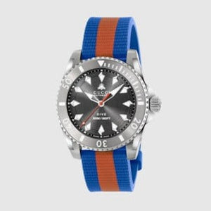 Gucci Dive Automatic Grey Dial Two Tone Rubber Strap Watch for Men - YA136352 Authentic Buy Shop Now