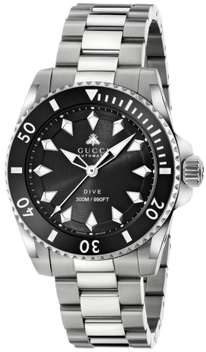 Gucci Dive Automatic Black Dial Silver Steel Strap Watch for Men - YA136353 Authentic Buy Shop Now
