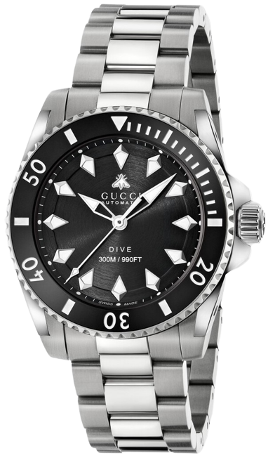 Gucci Dive Automatic Black Dial Silver Steel Strap Watch for Men - YA136353 Authentic Buy Shop Now