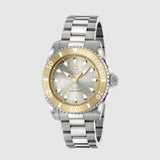 Gucci Dive Automatic 18K Gold Silver Dial Silver Steel Strap Watch for Men - YA136357 Authentic Buy Shop Now