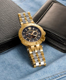 Versace V-Race Quartz Black Dial Gold Steel Strap Watch For Men - VEBV00519 Authentic Buy Shop Now