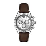 Versace Classic Chronograph Quartz Silver Dial Brown Leather Strap Watch For Men - VEV700119 Authentic Buy Shop Now