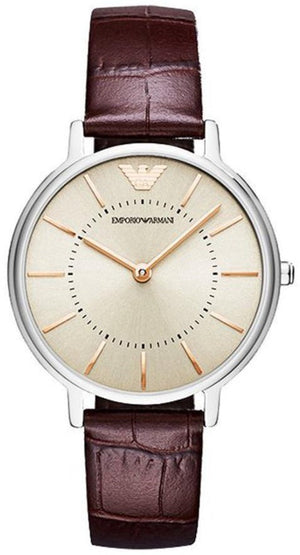 Emporio Armani Dress Quartz Silver Dial Brown Leather Strap Watch For Women - AR11063 Authentic Buy Shop Now