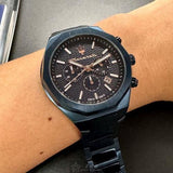 Maserati Stile Chronograph Blue Dial Blue Steel Strap Watch For Men - R8873642008 Authentic Buy Shop Now