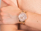 Michael Kors Ritz Chronograph Rose Gold Dial Rose Gold Steel Strap Watch for Women - MK6077 Authentic Buy Shop Now